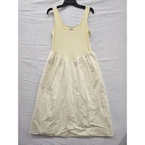 A New Day Womens Yellow Striped Mixed Media Midi Dress 018094151 Medium NWT